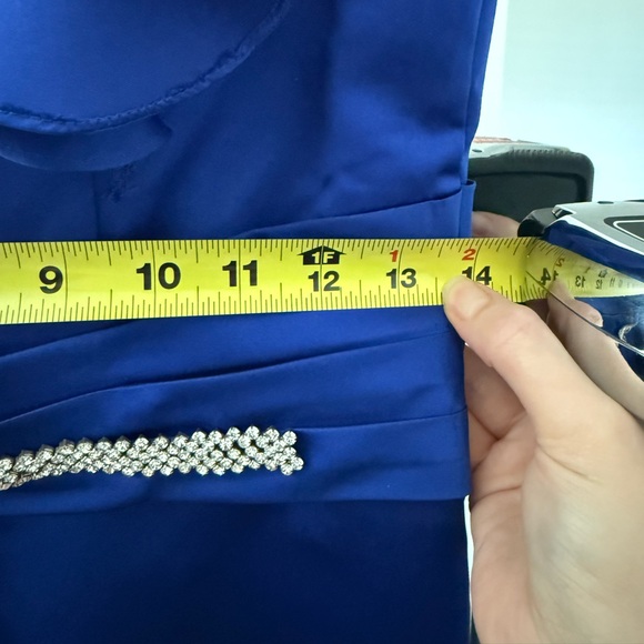 Elegant Modern Maids Royal Blue one shoulder bridesmaid w/ Shawl dress Sz 6 - Picture 5 of 9